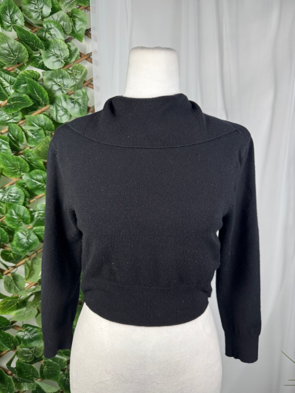 Forever 21 Black Mock Neck Cropped Sweater